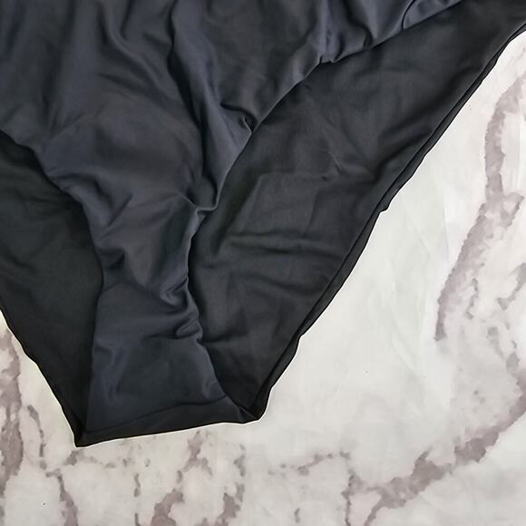 J Crew Swim Bottoms Black Curved Waist Bikini Mid High Cut Cheeky Bathing Suit - Picture 4 of 10